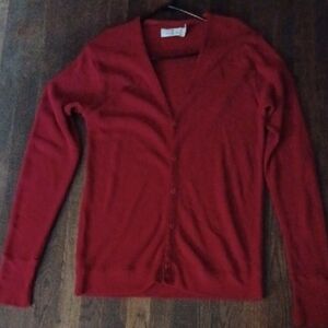 Vintage Bill Blass Deep Red Men's Acrylic Cardigan Sweater Button Size XL